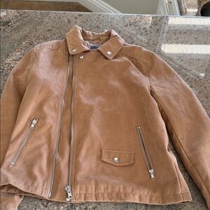 Forever 21 Men's Camel Jacket with Zipper Details